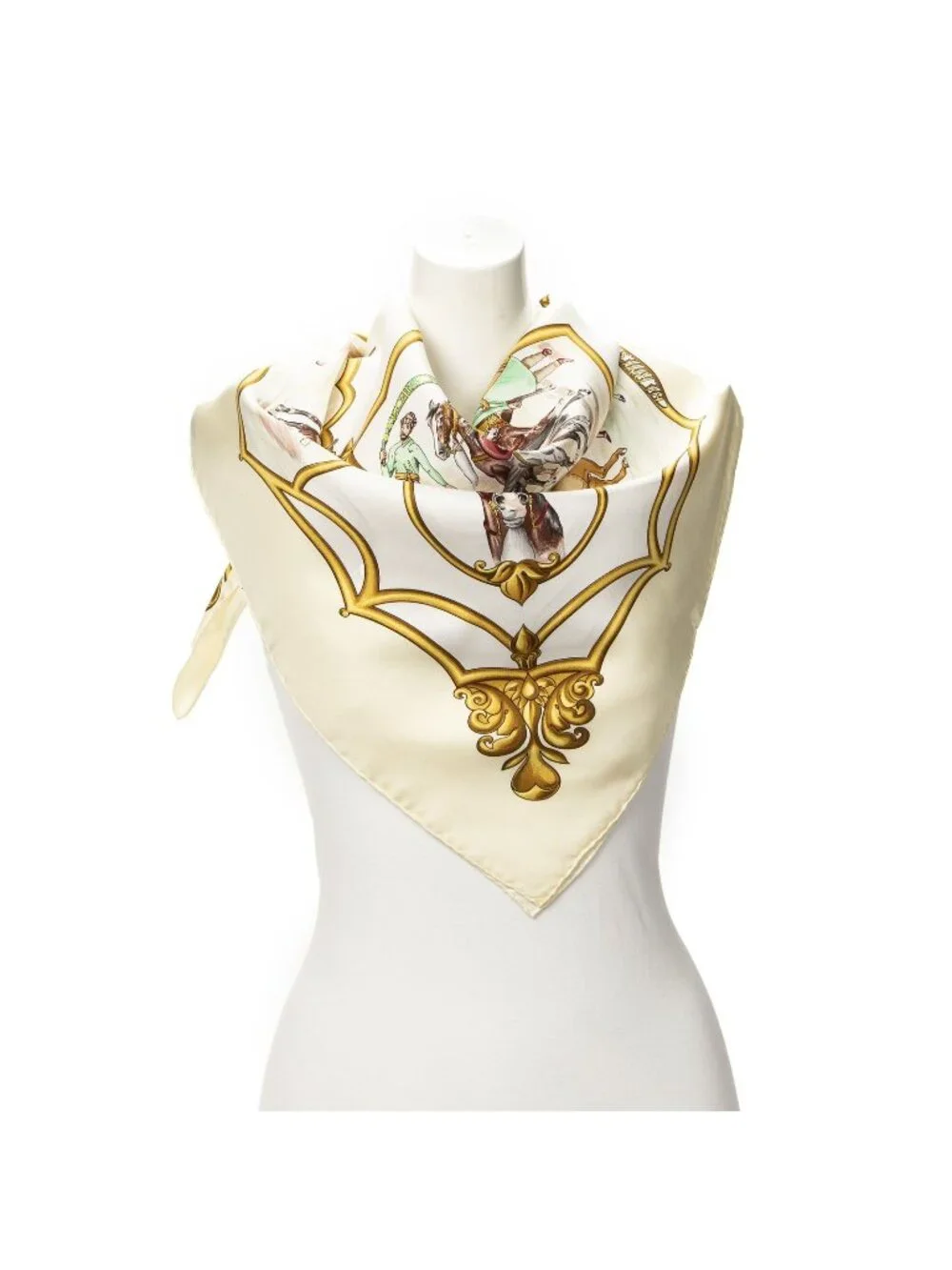 ★SOLD★ Hermes Scarf Gold Brown Silk - Picture 1 of 5